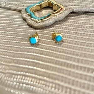 Davie 18K Gold Vermeil Stud Earrings in Turquoise